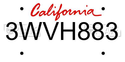 3WVH883 California License Plate
