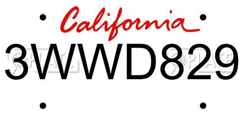 3WWD829 California License Plate