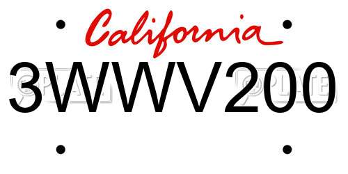 3WWV200 California License Plate