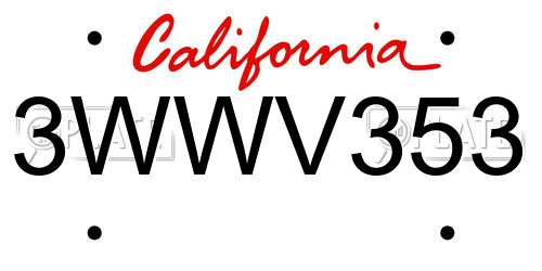 3WWV353 California License Plate