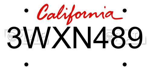 3WXN489 California License Plate