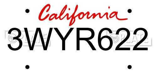 3WYR622 California License Plate