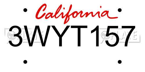 3WYT157 California License Plate
