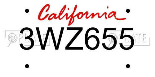 3WZ655 California License Plate