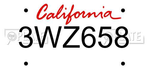 3WZ658 California License Plate