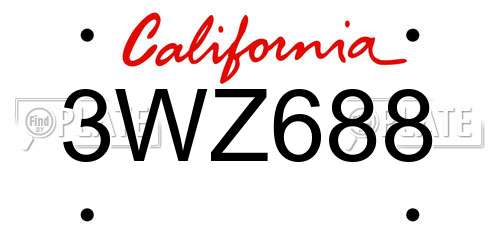 3WZ688 California License Plate