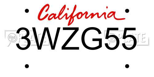3WZG55 California License Plate
