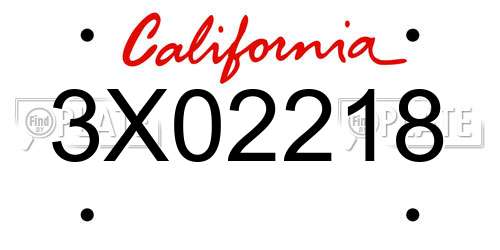 3X02218 California License Plate