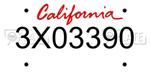 3X03390 California License Plate