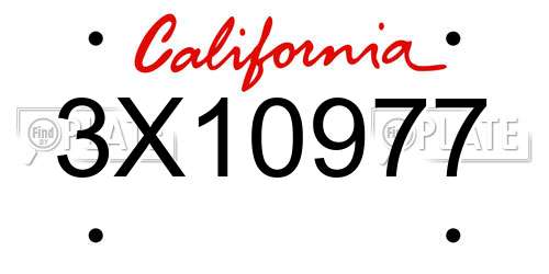 3X10977 California License Plate