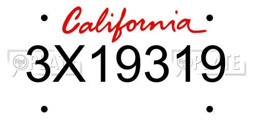 3X19319 California License Plate