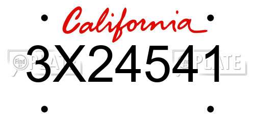 3X24541 California License Plate