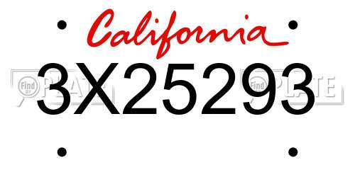 3X25293 California License Plate