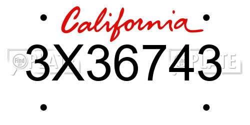 3X36743 California License Plate