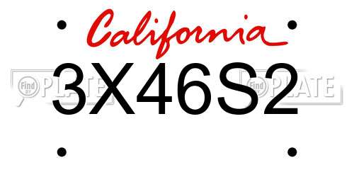 3X46S2 California License Plate