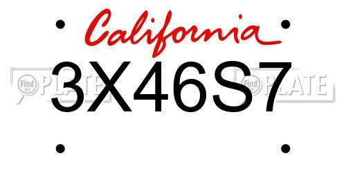3X46S7 California License Plate