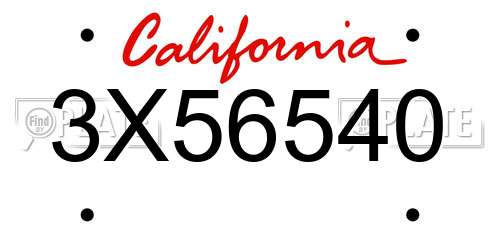 3X56540 California License Plate