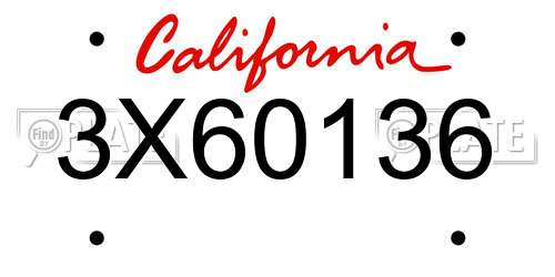 3X60136 California License Plate