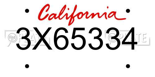 3X65334 California License Plate