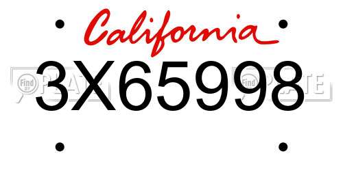 3X65998 California License Plate