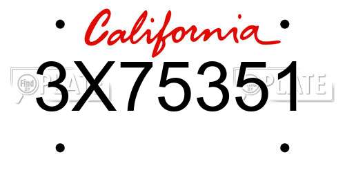 3X75351 California License Plate