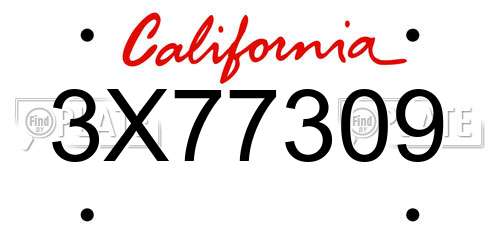 3X77309 California License Plate