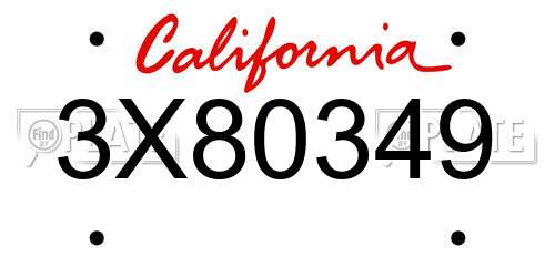 3X80349 California License Plate