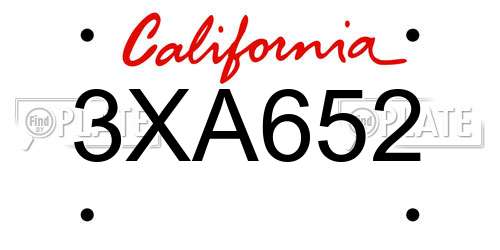3XA652 California License Plate