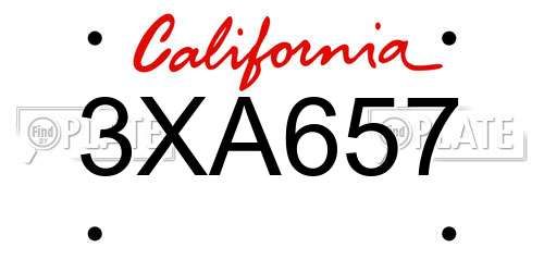 3XA657 California License Plate
