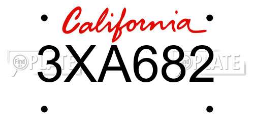 3XA682 California License Plate