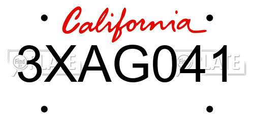 3XAG041 California License Plate