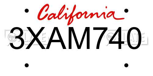 3XAM740 California License Plate
