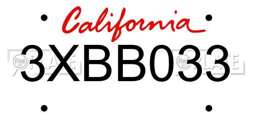 3XBB033 California License Plate