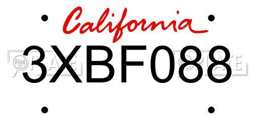 3XBF088 California License Plate