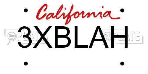 3XBLAH California License Plate