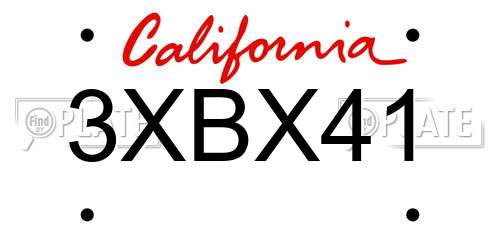 3XBX41 California License Plate