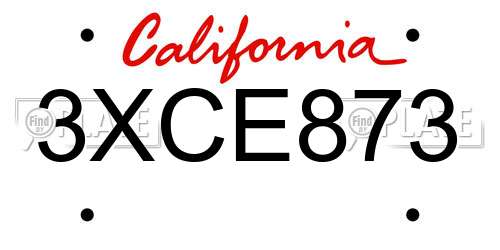 3XCE873 California License Plate