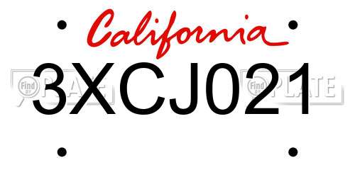 3XCJ021 California License Plate