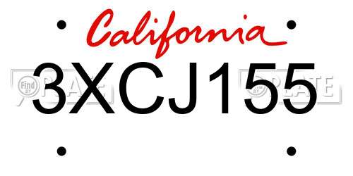 3XCJ155 California License Plate