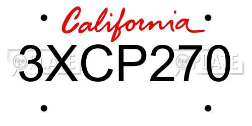3XCP270 California License Plate