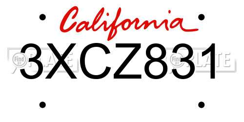 3XCZ831 California License Plate