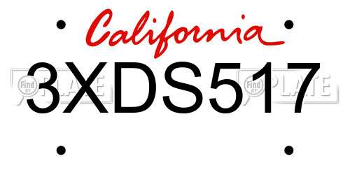3XDS517 California License Plate