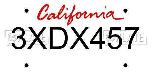 3XDX457 California License Plate