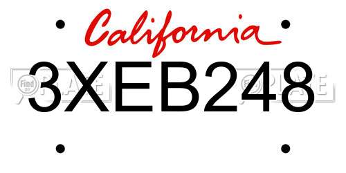 3XEB248 California License Plate