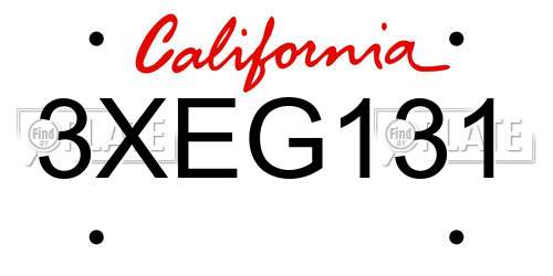 3XEG131 California License Plate