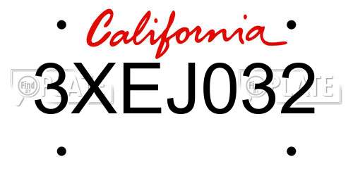 3XEJ032 California License Plate