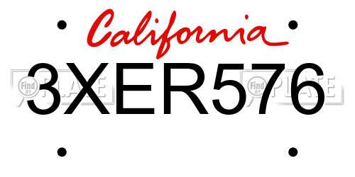 3XER576 California License Plate
