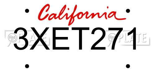 3XET271 California License Plate