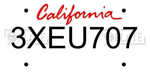 3XEU707 California License Plate