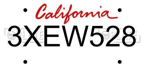 3XEW528 California License Plate